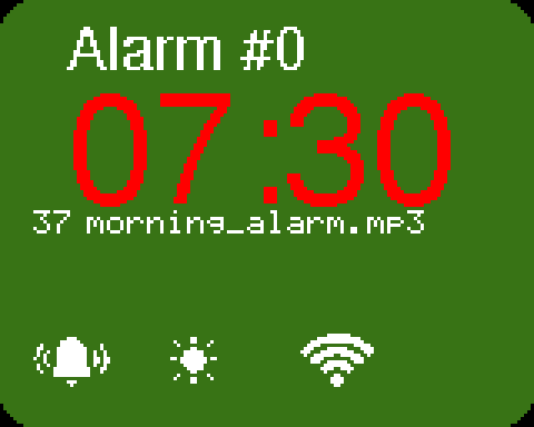 The song-selection screen for this alarm