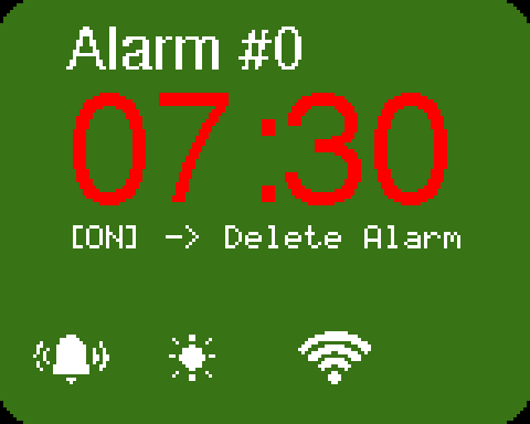 The delete-alarm screen