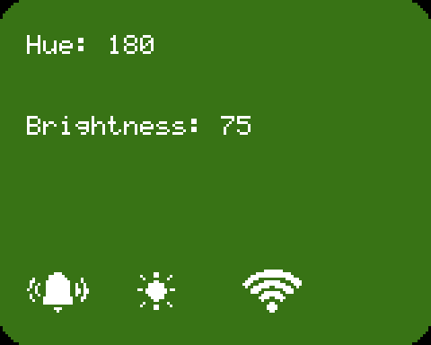 The LED screen with hue and brightness settings