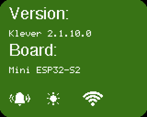 The screen showing firmware version and board information