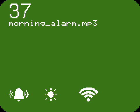 The song screen, listing the MP3s found on the SD card